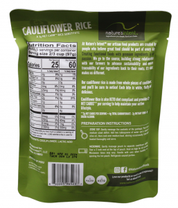 Cauliflower Rice Substitute Keto 2g Net Carb 25 Calorie Serving Microwavable